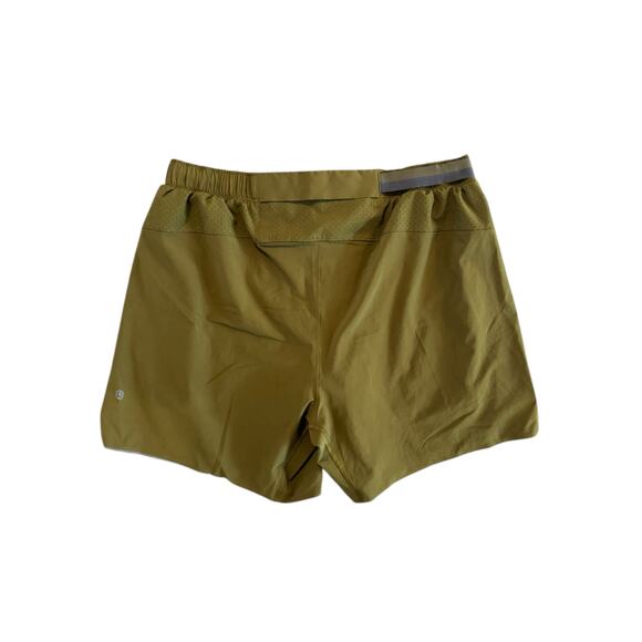 Lululemon Olive Green Men’s Lined Running Shorts 4” Medium Athletic Gym Wear - Picture 3 of 9